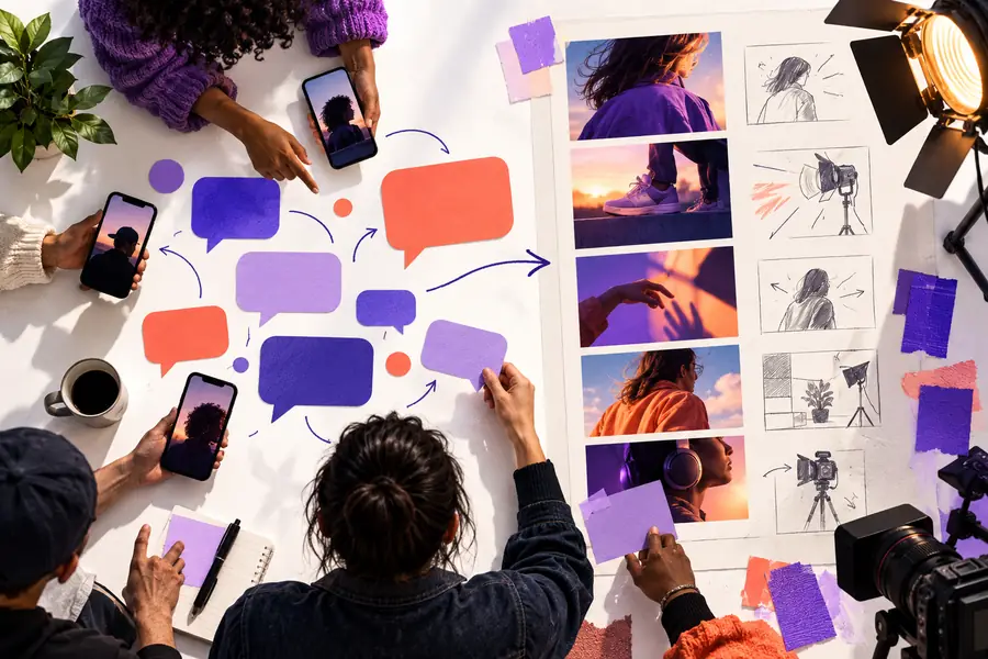 Illustrative visual for comparing community research with ad creation